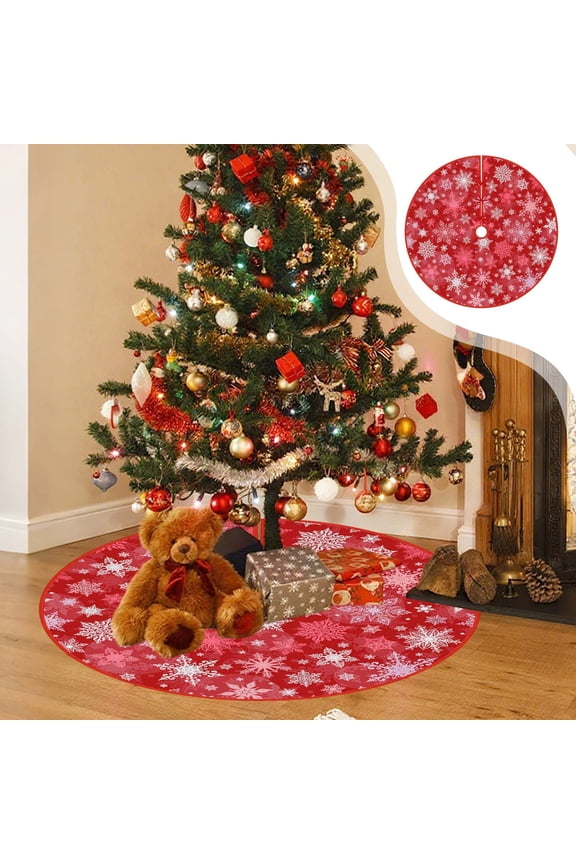 1 Pcs Christmas Decor 35 Inch Christmas Tree Skirt Christmas Tree Bottom Decoration Tree Skirt For Merry Christmas Party Christmas Snowflake Decoration Party Decorations 35in
