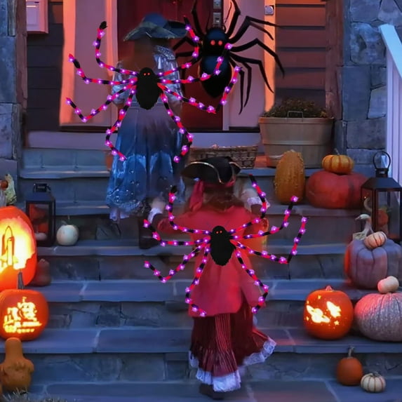 4 Pcs Halloween Decor Indoor Halloween Plushs Backpack 8 LED Mode Light Up Colorful Plushs Candy Bag Fall Decorations for Home