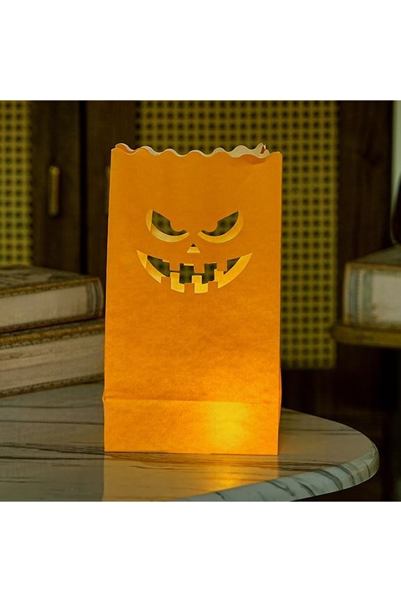 2pcs Outdoor Halloween Decorations Halloween Light Bags With Electronic Candles Fireproof Candle Bags Pumpkin Lanterns Tea Lanterns And Candle Stands Are Used For Halloween Party Decoration