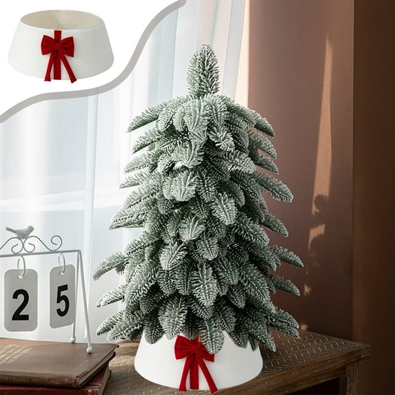4 Pcs Christmas Decor Christmas Tree Collar 23.6 Inches Velvet White Tree Collar Red Bow Decoration Christmas Tree Bottom Apron Home Holiday Scene Layout Decoration Fall Ddecor for Home 23.6in
