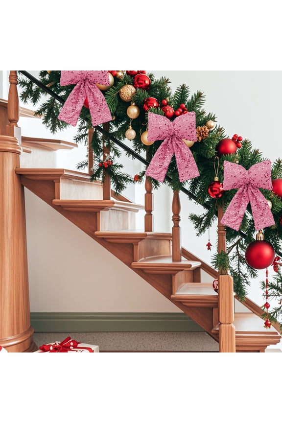 2 Pcs Christmas Decorations Christmas Bow Decorations Sequined Bow Pendants Window Decorations Christmas Tree Decorations Living Room Decor