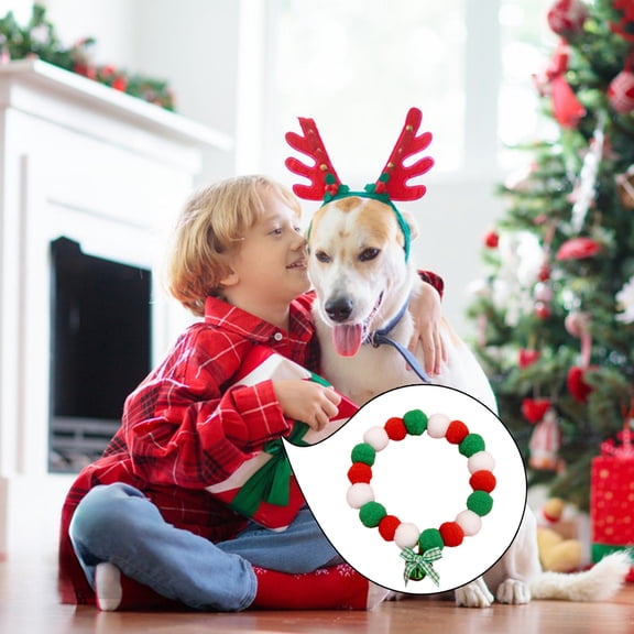 3 Pcs Christmas Decorations Pet Ball Collars With Bows Are Suitable For Christmas And Winter Holiday Decorations For Small And Medium-sized Dogs Fall Decor 25-30cm