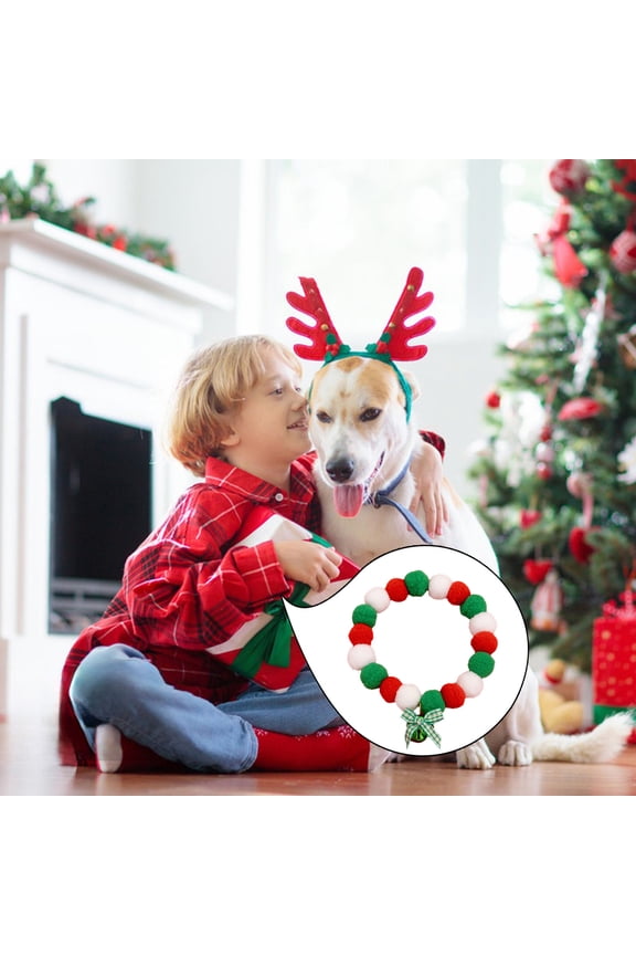 3 Pcs Christmas Decorations Pet Ball Collars With Bows Are Suitable For Christmas And Winter Holiday Decorations For Small And Medium-sized Dogs Fall Decor 25-30cm