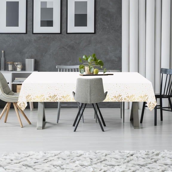 2 Pcs Christmas Decor Christmas Snowflake Plastic Party Tablecloth Decoration Disposable Plastic Gold Star Tablecloth Rectangular Tablecloth Suitable For Party Christmas Decoration Dorm Room Decor