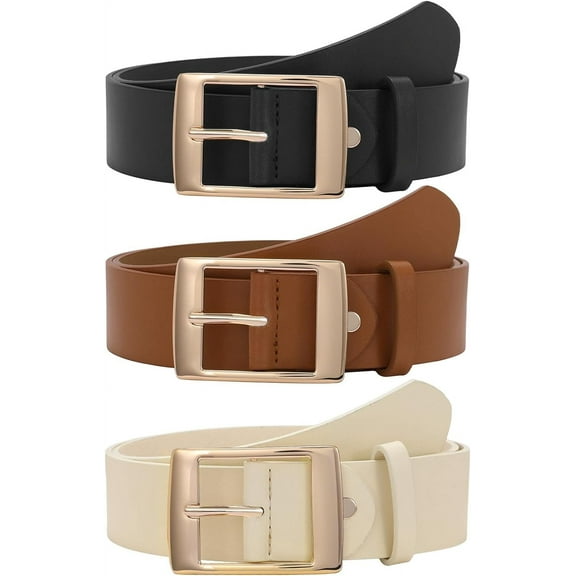 Fashion Womens Faux Leather Belts Waist Belt with Pin Buckle for Jeans Pants,1.5" width