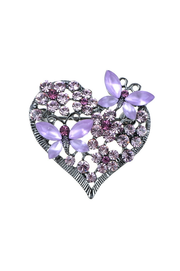 Fashion Womens Floral Silvery Crystal Rhinestone Insect Butterfly Love Flower Heart Brooch Pin