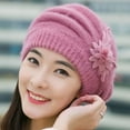 thumbnail image 1 of Fashion Womens Flower Knit Crochet Hat Winter Warm Cap Beret Bureau French Women Hat Ladies French Hat Artist Wool Set for Girls Age 9 1960s Woman French Hat Leather Hats Womens French Cap Women, 1 of 3