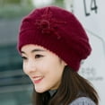 thumbnail image 1 of Fashion Womens Flower Knit Crochet Hat Winter Warm Cap Beret Bureau French Women Hat Ladies French Hat Artist Wool Set for Girls Age 9 1960s Woman French Hat Leather Hats Womens French Cap Women, 1 of 2