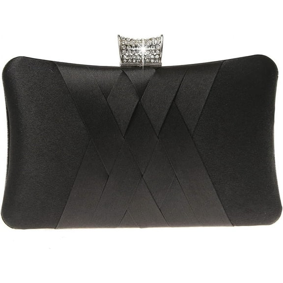 Fashion Womens Jane Satin Diamante Clutch Rhinestone Evening Bridal Prom Party Handbag Crossbody Purse Chain Bag