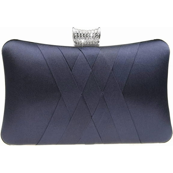 Fashion Womens Jane Satin Diamante Clutch Rhinestone Evening Bridal Prom Party Handbag Crossbody Purse Chain Bag