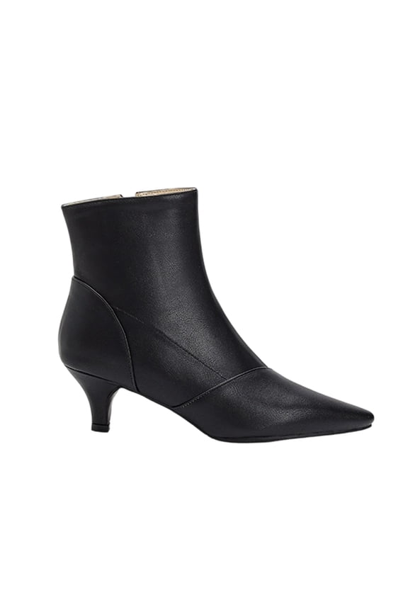 Fashion Womens Kitten Heels Ankle Boots S`exy Pointy Toe Booties Mid Heels Zipper Work Party Dress Shoes