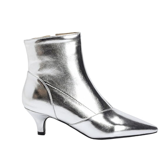 Fashion Womens Kitten Heels Ankle Boots S`exy Pointy Toe Booties Mid Heels Zipper Work Party Dress Shoes