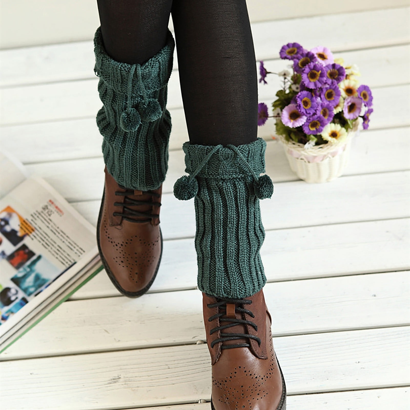 Fashion Womens Ladies TwistKnitted Leg Warmers Socks short flap Boot