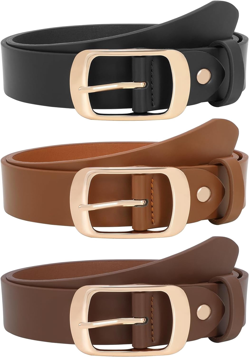 Fashion Womens Leather Belt, Soft Leather Waist Belt with 
