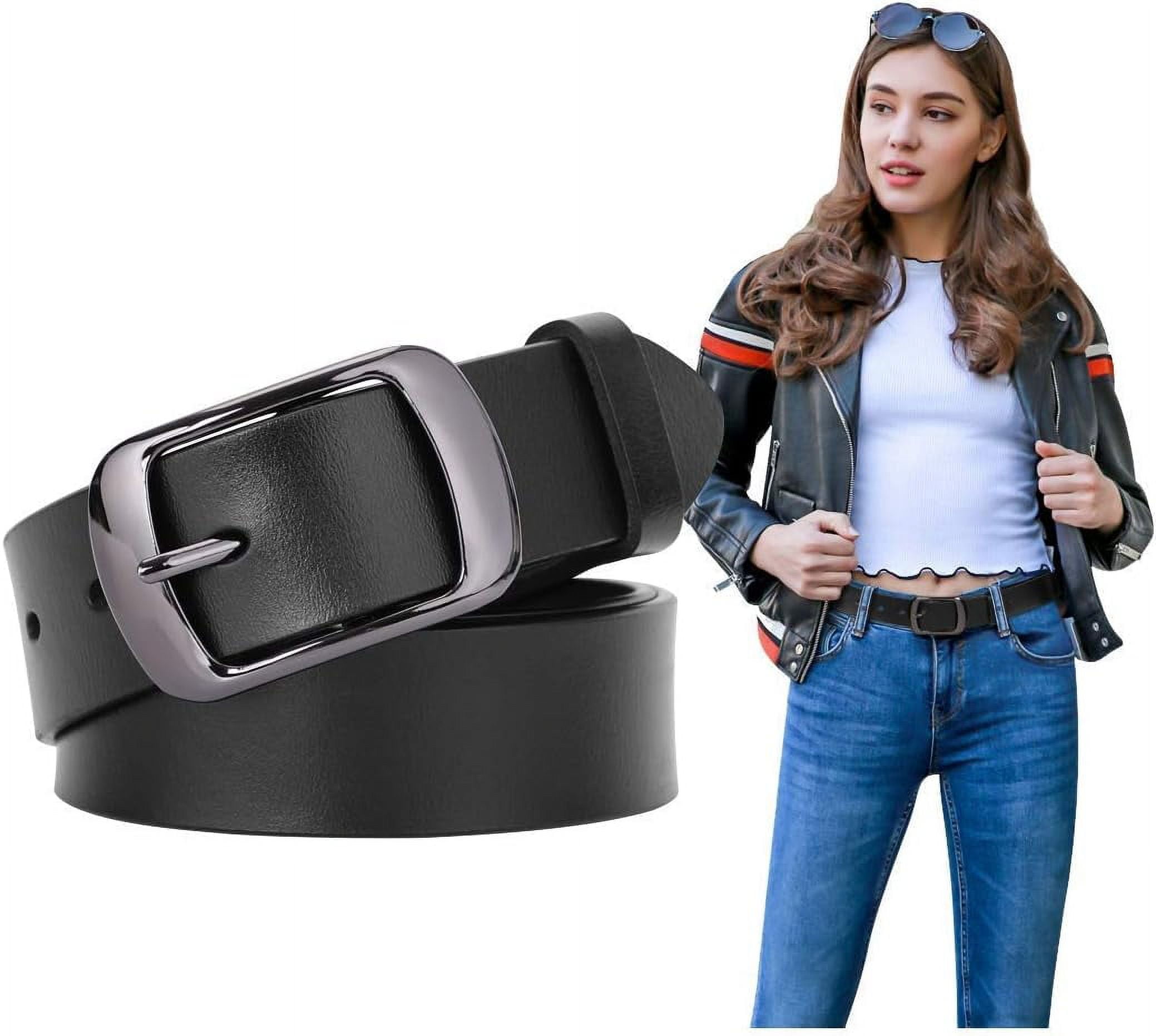 Fashion Womens Leather Belt, Soft Leather Waist Belt with 
