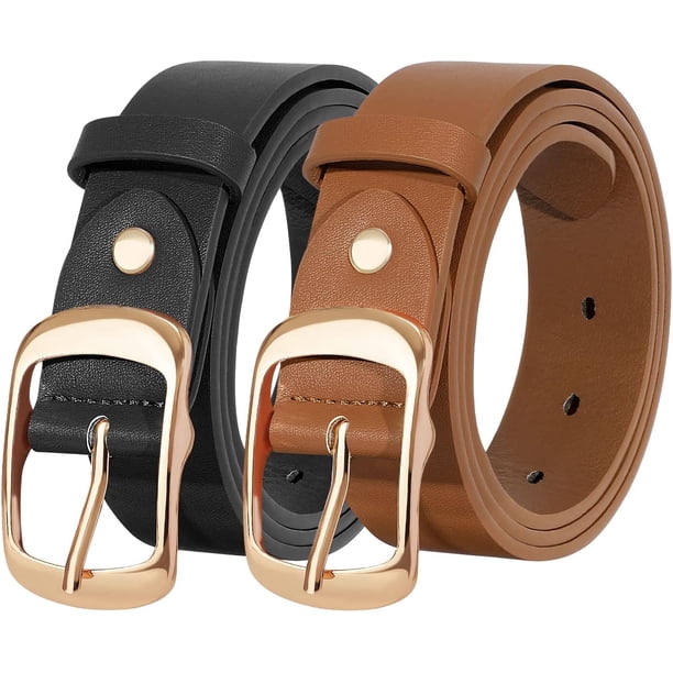 Fashion Womens Leather Belt, Soft Leather Waist Belt with 