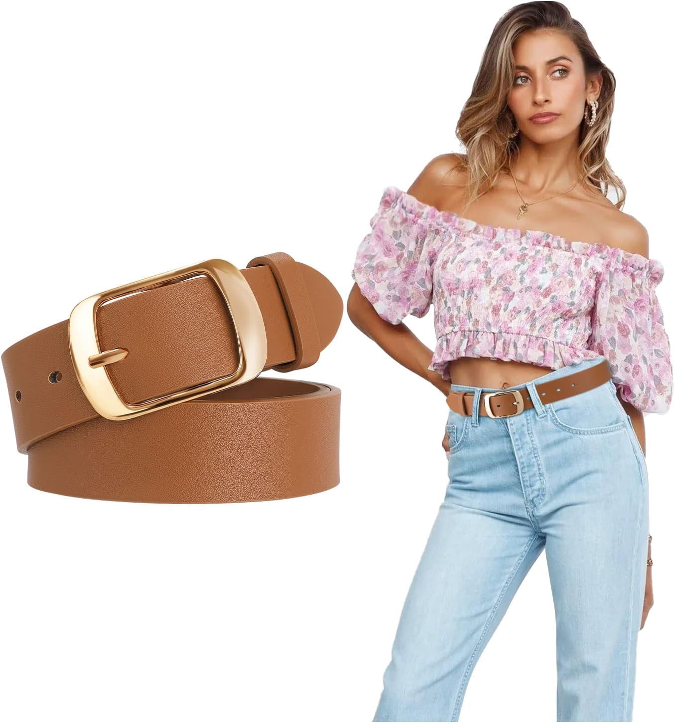 Fashion Leather Belt for Jeans Pants with Solid Pin Buckle 1.3\