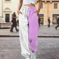 thumbnail image 1 of Fashion Womens Loose Breathable Colorblocking Casual Pants Side Pockets Leg Opening Drawstring Seasonal Casual Pants Ladies Casual Pants, 1 of 4
