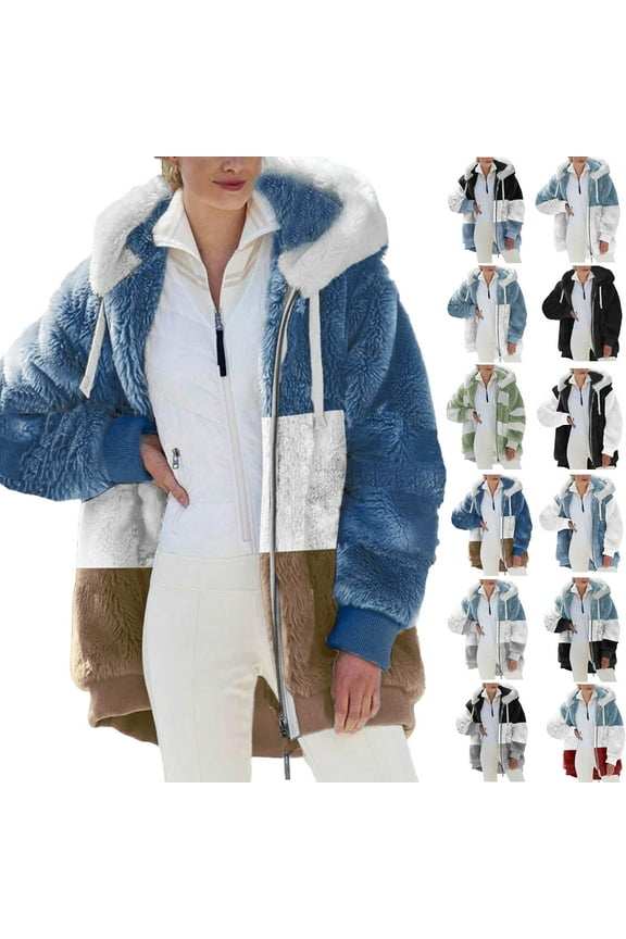 Fashion Womens Plus Size Jackets and Coats with Hood Fashion Woman Long Sleeve Open Front Loose Outerwear Patchwork Blouse Coat Tops Pockets Blouse