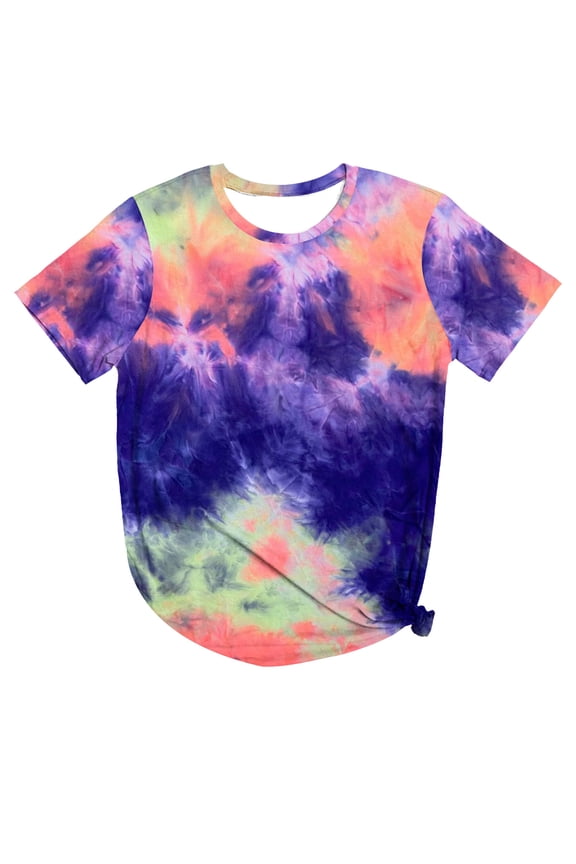 Fashion Womens Plus Size Knot Tops Blouse Flash Picks SMihono Classic Tie Dye Basic Tees Gifts Spring Raglan Short Sleeve Blouse Boat Neck Tops Comfy Relaxed Fit Loose Casual Shirts Pink 6