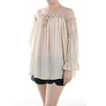 thumbnail image 1 of Fashion Womens Semi Sheer Boho Peasant Long Sleeve Off The Shoulder Top, 1 of 6