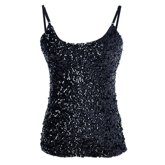 Fashion Womens Shimmer Sequins Club Spaghetti Strap Camisole Vest Tank Tops