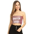 thumbnail image 1 of Fashion Womens Shiny Sequin Party Cropped Strapless Bandeau Stretch Tube Top, 1 of 3