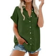thumbnail image 1 of Fashion Womens Short Sleeve Pocket Tee Casual Blouse Button Down Shirt Top, 1 of 2