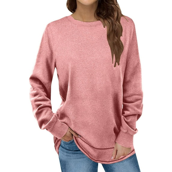 Fashion Womens Sweatshirts Womens Sweatshirts Soild Large For Women Crewneck Long Sleeve Fashion Shirts Tops