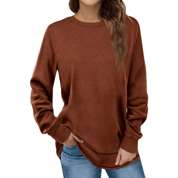 Fashion Womens Sweatshirts Womens Sweatshirts Soild Large For Women Crewneck Long Sleeve Fashion Shirts Tops
