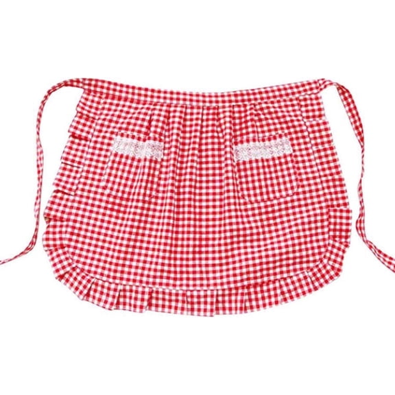 Fashion Womens Waist Pocket Half Bistro Kitchen Cooking Apron (Red)