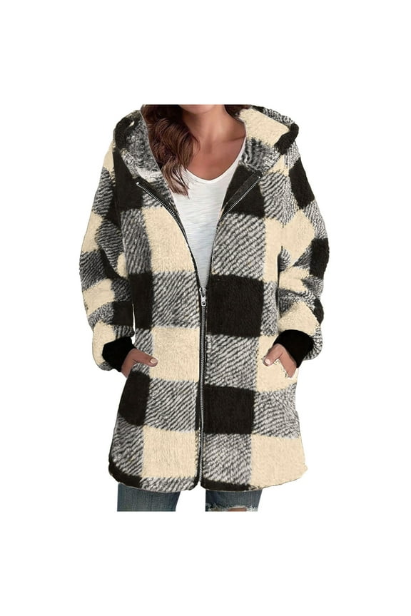 Fashion Womens Warm Faux Coat Jacket Winter Zipper Solid Long Sleeve Outerwear