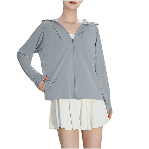 Fashion Workout Jacket for Women Basic Cropped Tops Athletic Gym Running Hoodie UV Protection Full Zip Pullover