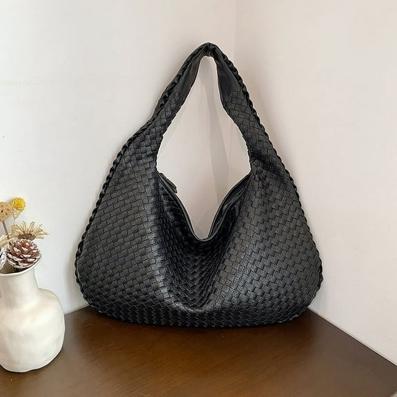 Fashion Woven Purse for Women Top-handle Shoulder Bag Soft Summer Hobo Tote Bag