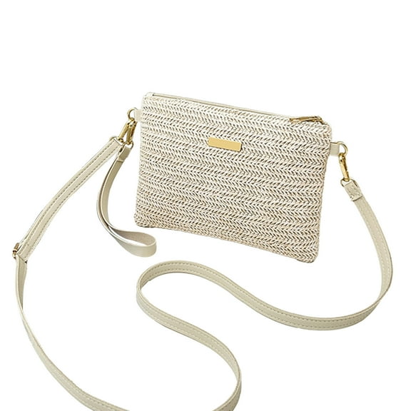 Fashion Woven Straw Shoulder Bag, Minimalist Envelope Clutch with Adjustable Strap, Natural Material Crossbody Bag for Women, Summer Beach and Casual Outfit Accessory