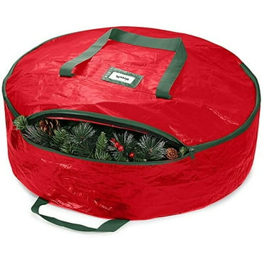 Fashion Wreath Storage Bag On Christmas Anti-foulings Portable Garland Storage Bag for Outdoors (Red,60 x 18cm)