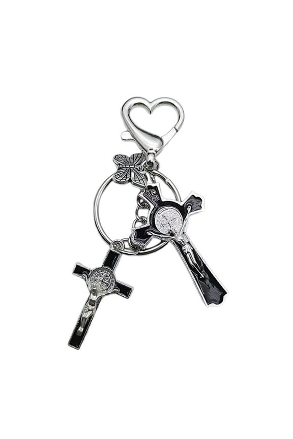 Fashion Y2k Butterfly Cross Keychain for Men Women Trend Pendant Keychain Rock