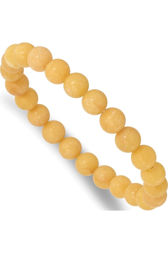 Fashion Yellow Jade 8mm Beaded Stretch Bracelet