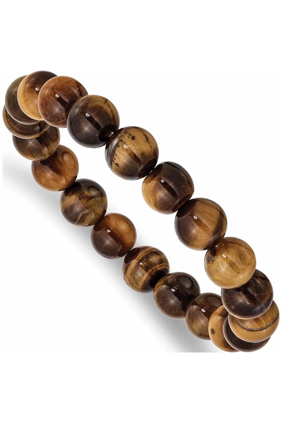 Fashion Yellow Tiger\'s Eye Agate Beaded Stretch Bracelet (7 X 10) Made In China -Jewelry By Sweet Pea