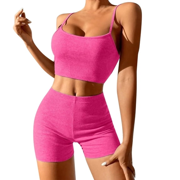 Fashion Yoga Set With Personality Design Suspender Shorts And Sports Bra For Women Workout