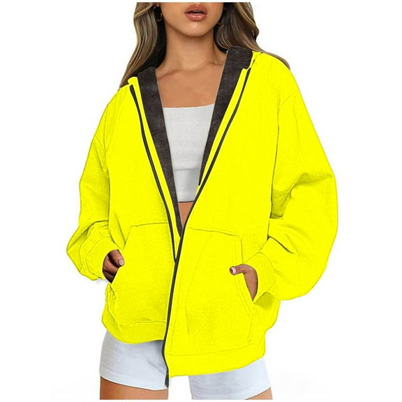 Fashion Zip Up Hoodies for Womens Pullover Plus Size Winter Warm And Fleece Heavy Printed Hooded Jacket With Zipper Double Pockets