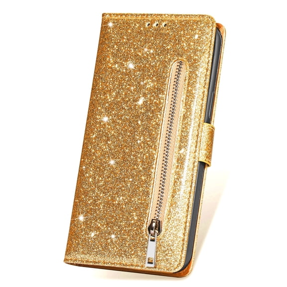Fashion Zipper Flip Wallet Glitter Leather Phone Case For Samsung S25 Ultra S25 Edge A36 A56 A16 A26 A17 A55 A35 A25 A06 Card Slots Protective Cover
