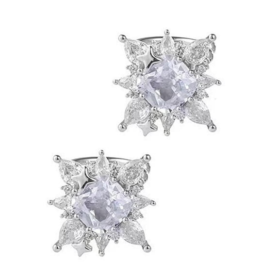 Fashion Zircon Star Ear Cuffs for Daily Or Party Wear Rhinestones Square Clip on Earrings Comfortable Ear Jewelry