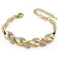 thumbnail image 1 of Fashion alloy with full of diamonds leaf bracelet bridal wedding Valentine's Day female gold leaf bracelet gold average size, 1 of 8