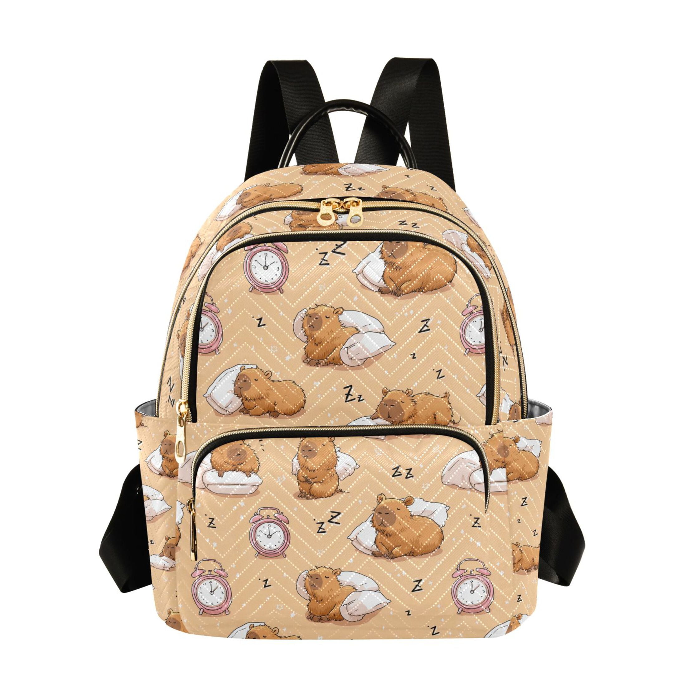 Fashion backpack Alarm Clock Capybara quilted backpack women travel ...
