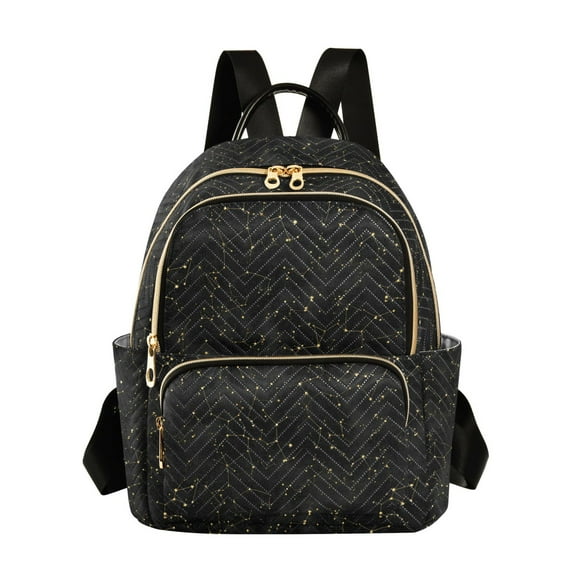 Fashion backpack Black and Gold Constellation quilted backpack women travel backpack suitable for travel sports