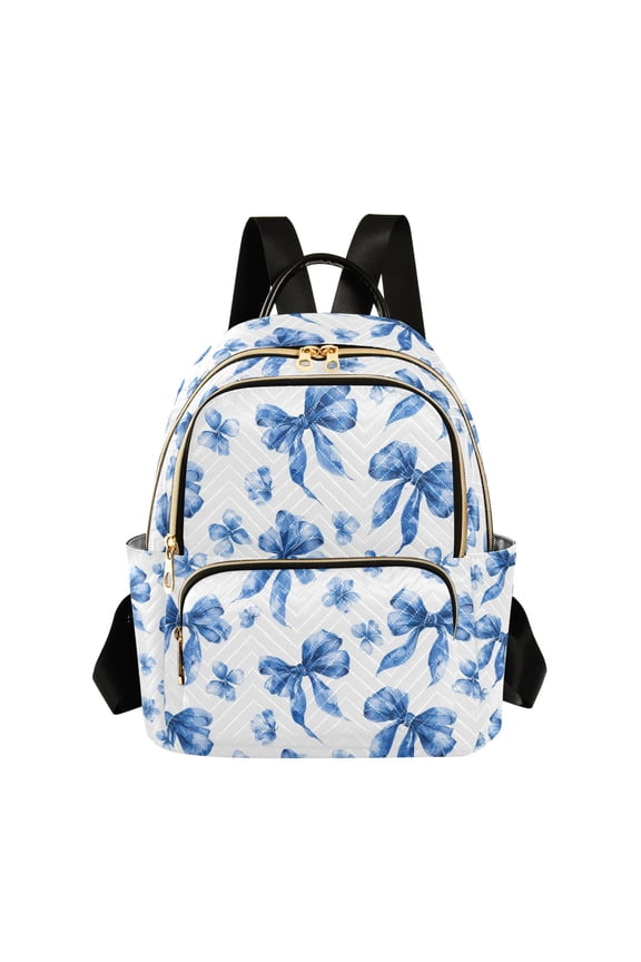 Fashion backpack Blue Bows and Floral quilted backpack women travel backpack suitable for travel sports