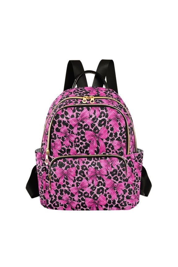 Fashion backpack Bow and Leopard Print quilted backpack women travel backpack suitable for travel sports
