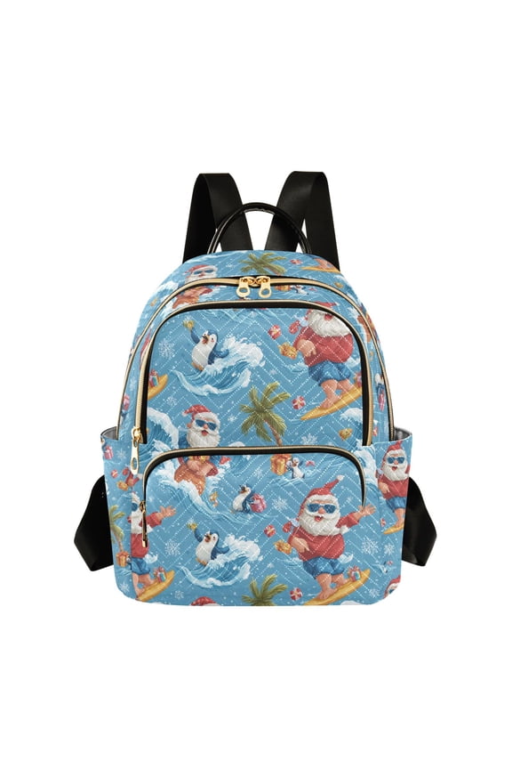 Fashion backpack Santa Claus Wearing Swimming Trunks and Goggles quilted backpack women travel backpack suitable for travel sports