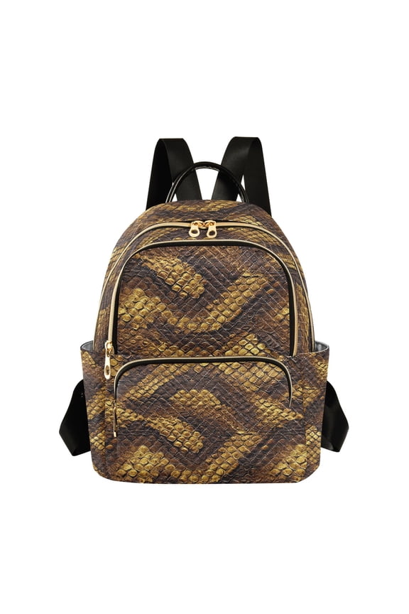 Fashion backpack Snakeskin Texture Gold and Yellow quilted backpack women travel backpack suitable for travel sports